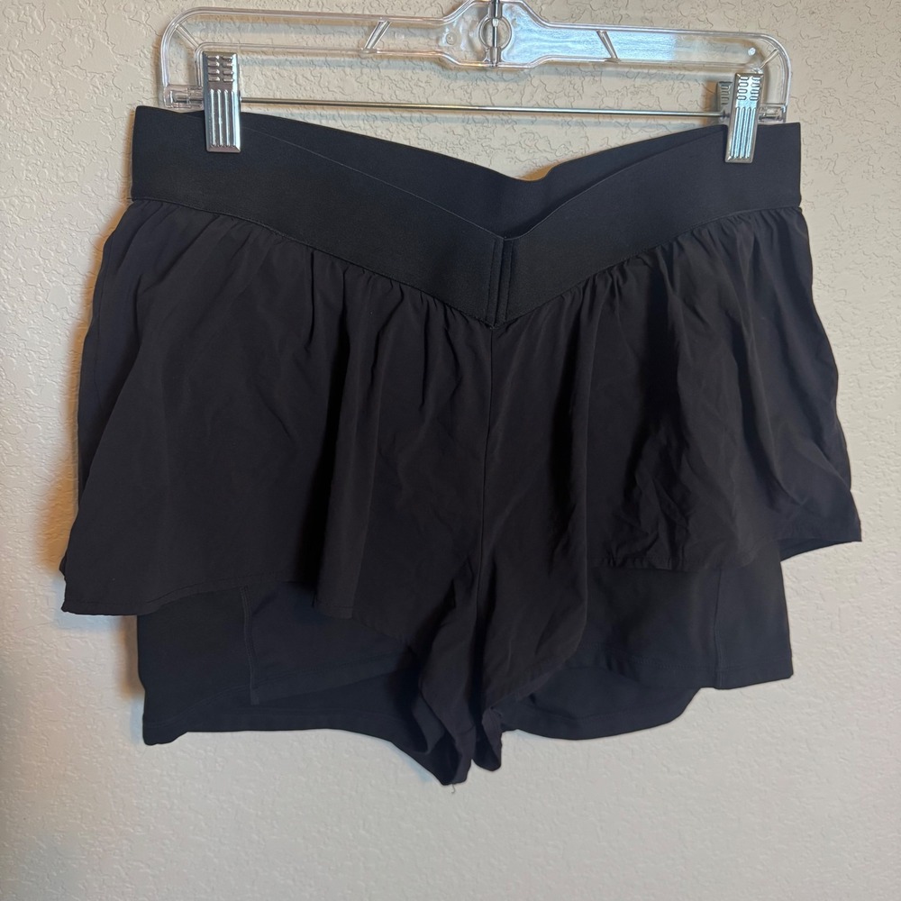 Coquette Balletcore Popflex Ruffle Run Shorts L Black